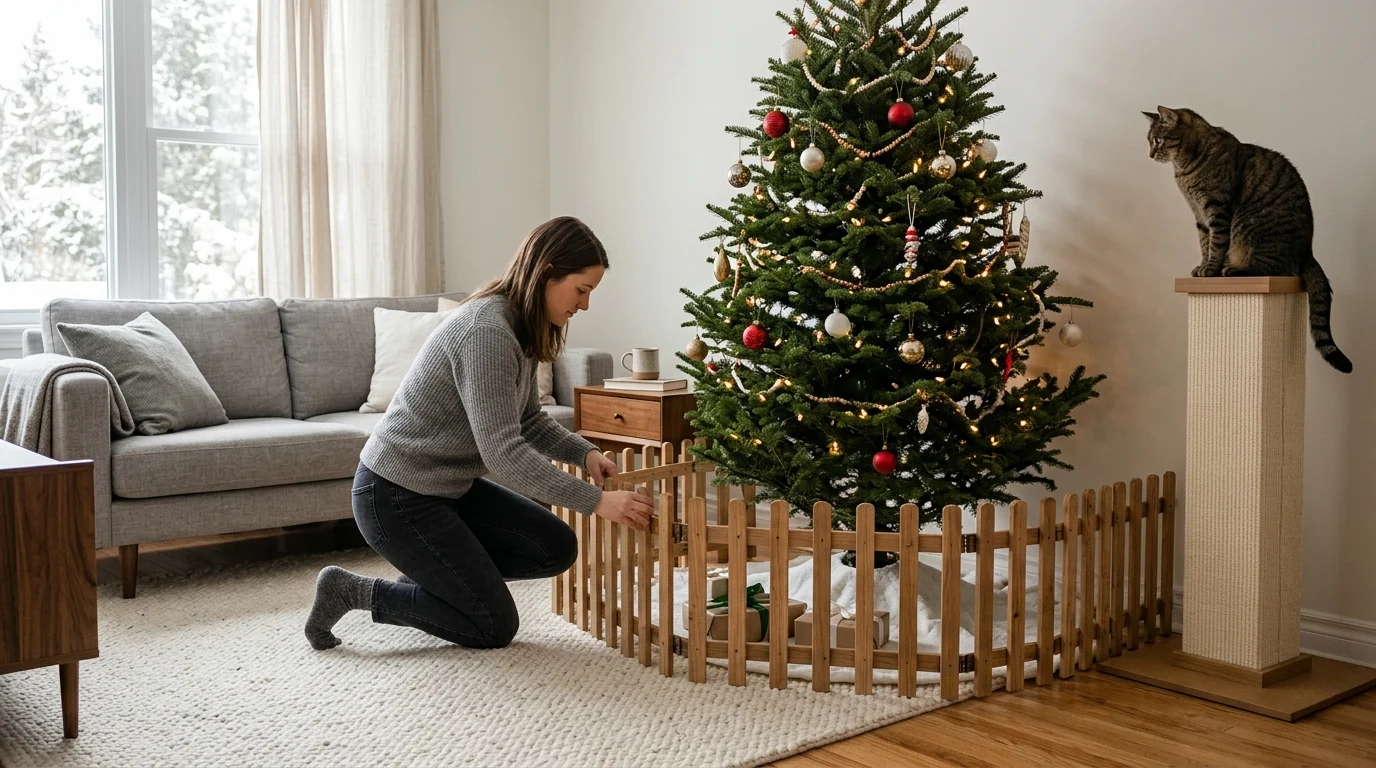 How to Block a Christmas Tree From Cats Safely